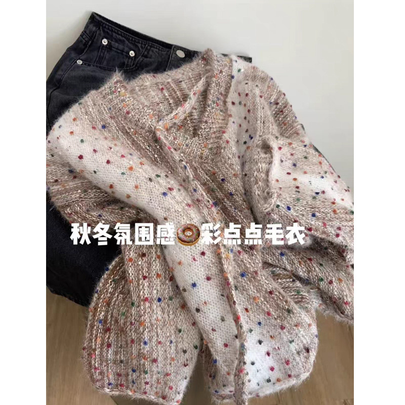 复古v领套头长袖宽松外穿毛衣2025新款慵懒高JI感加厚针织上衣女|undefined