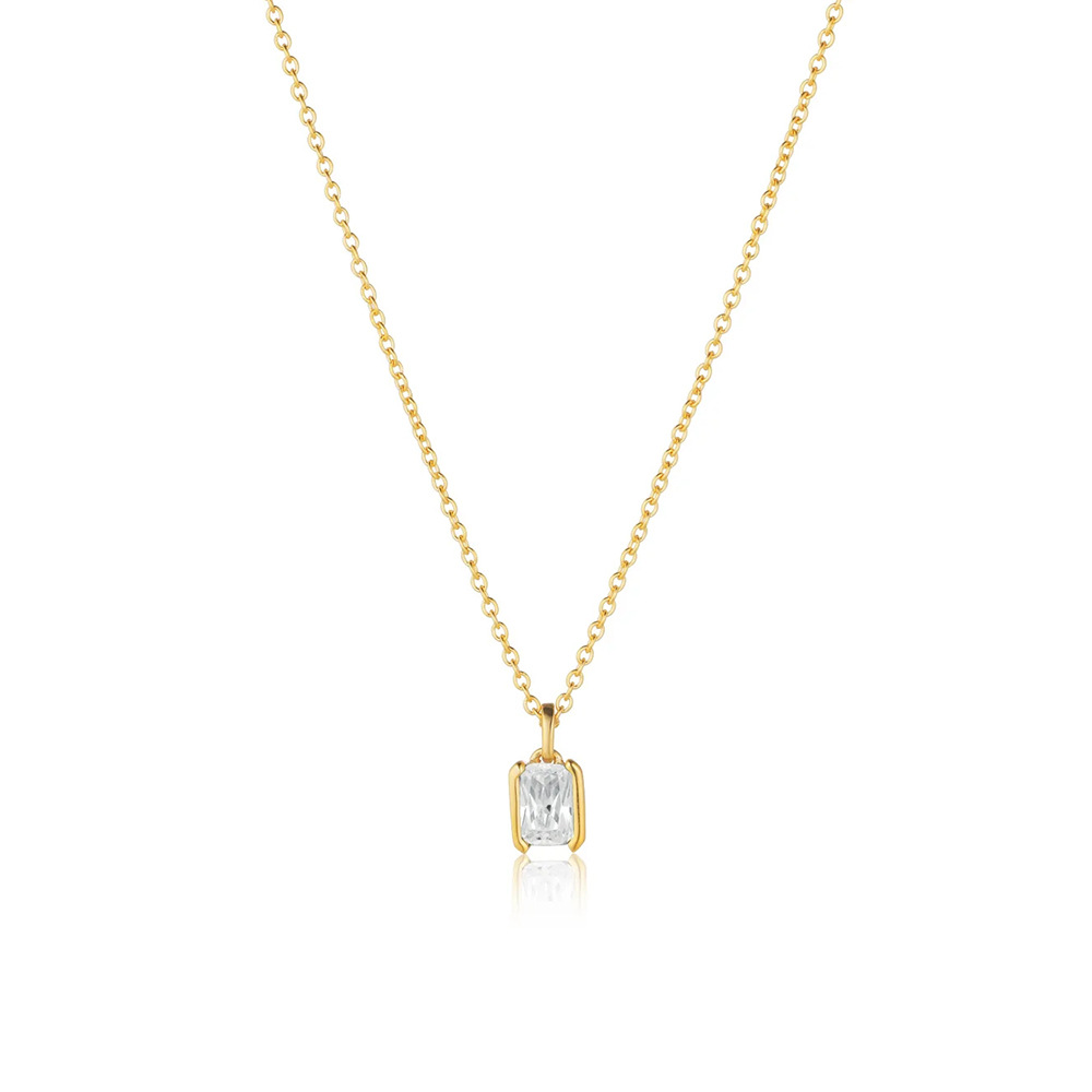 Simple Style Pentagram Square Sterling Silver Inlay Artificial Diamond Necklace 1 Piece