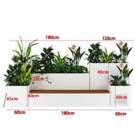 定制户外花箱塑木庭院坐凳组合露台座椅种植箱园林景观花坛休息凳
