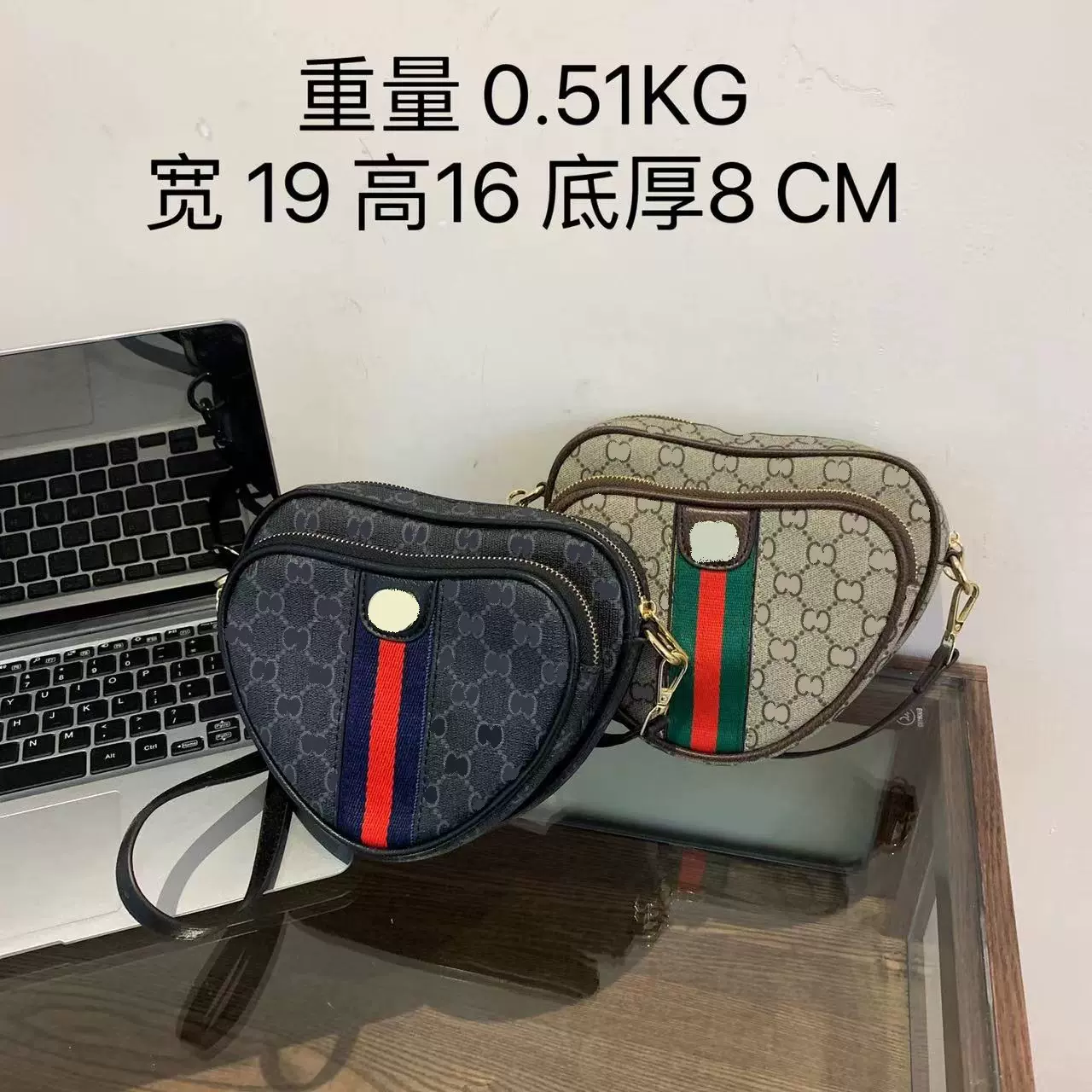 高品质时尚潮牌轻奢单肩包2024爆款心形斜挎包简约风麻将包两件套