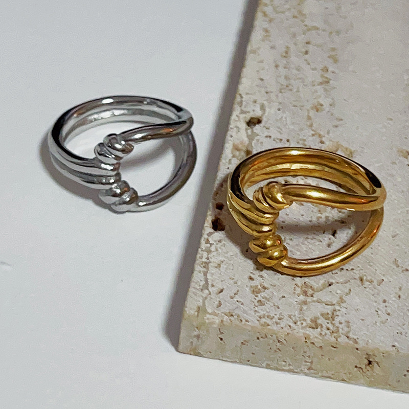 Geometric Pattern Fashion Geometric Titanium Steel Plating Rings