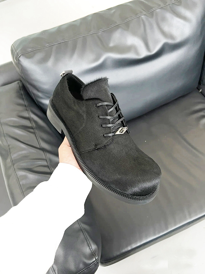 Scarpe derby in pelle di crine di cavallo da uomo e da donna, con suola spessa, casual Lefu, con punta grande_voghion.com