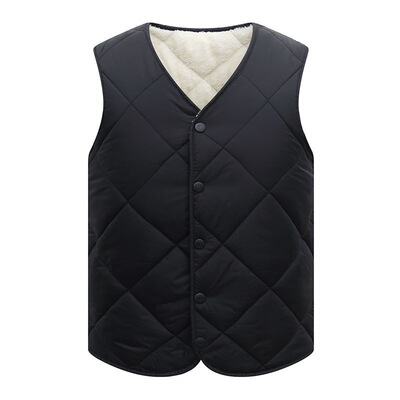 新款羽绒棉男内胆保暖马甲加绒加厚中老年打底背心韩版羊羔绒马甲|ru