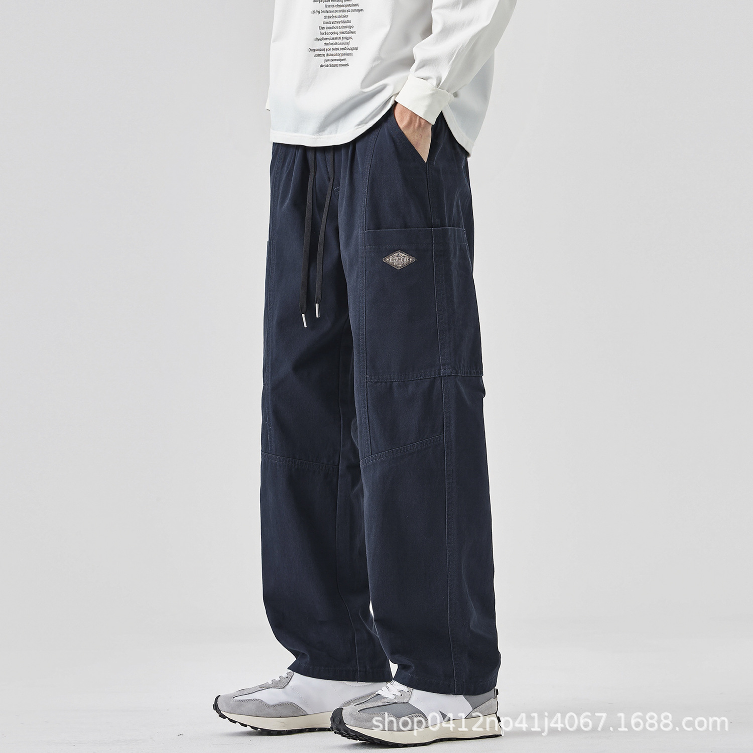 American-Style Pure Cotton Work Pants for Men, Spring and Autumn 2026 New Model, Loose Straight-Leg Casual Pants, Wide-Leg Men's Long Pants