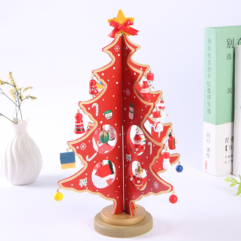 Cross-border DIY wooden Christmas tree desktop decoration Christmas decoration cute cartoon kindergarten gift wholesale