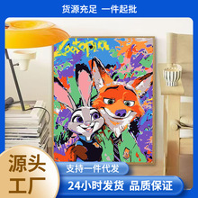 diy数字油画批货儿童卡通手工填色画可爱治愈系动漫摆摊跨境外贸