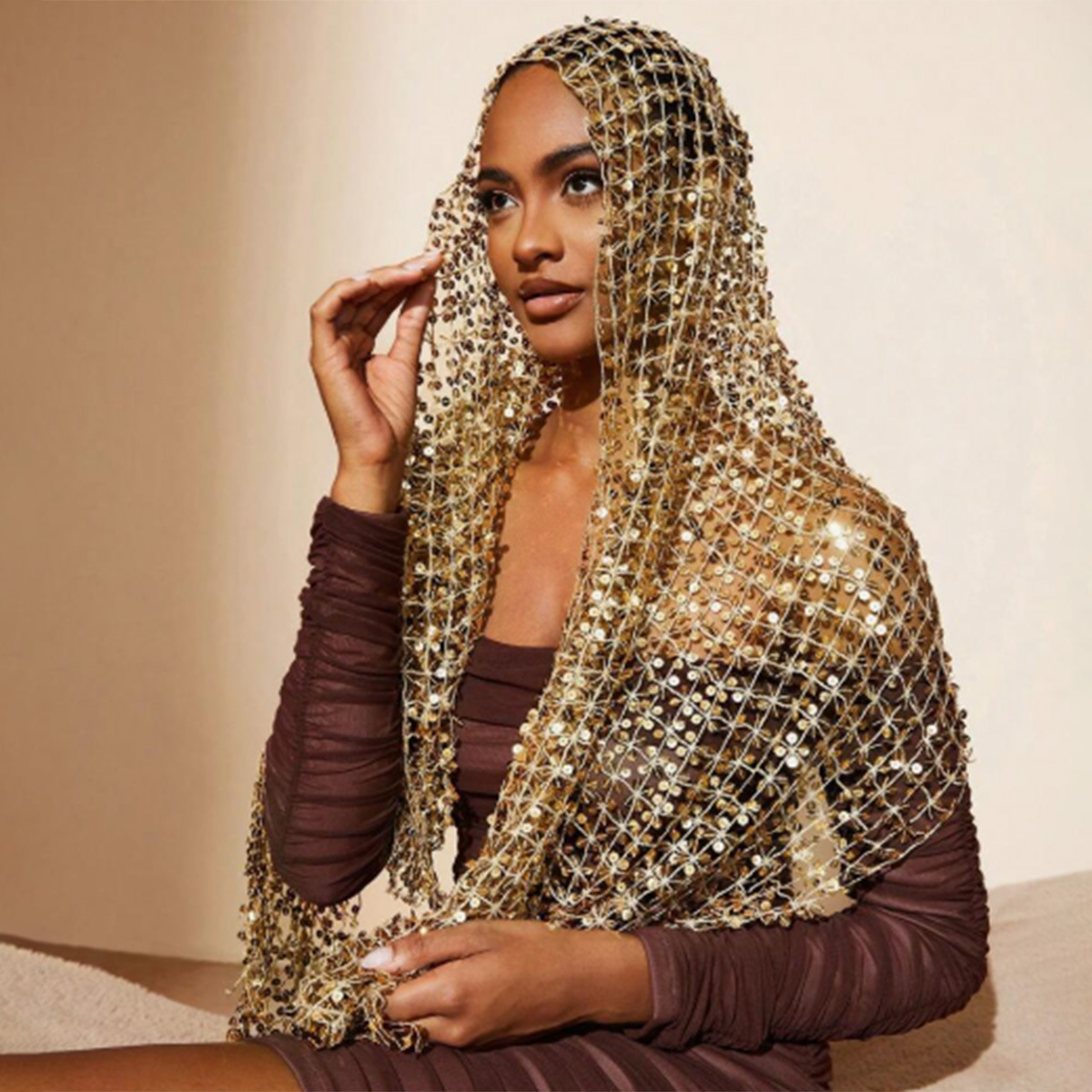 Amazon's New Hot-Selling Sequin Tassel Versatile Long Scarf Women's Fashion European and American Trend Decorative Hollow Shawl Scarf