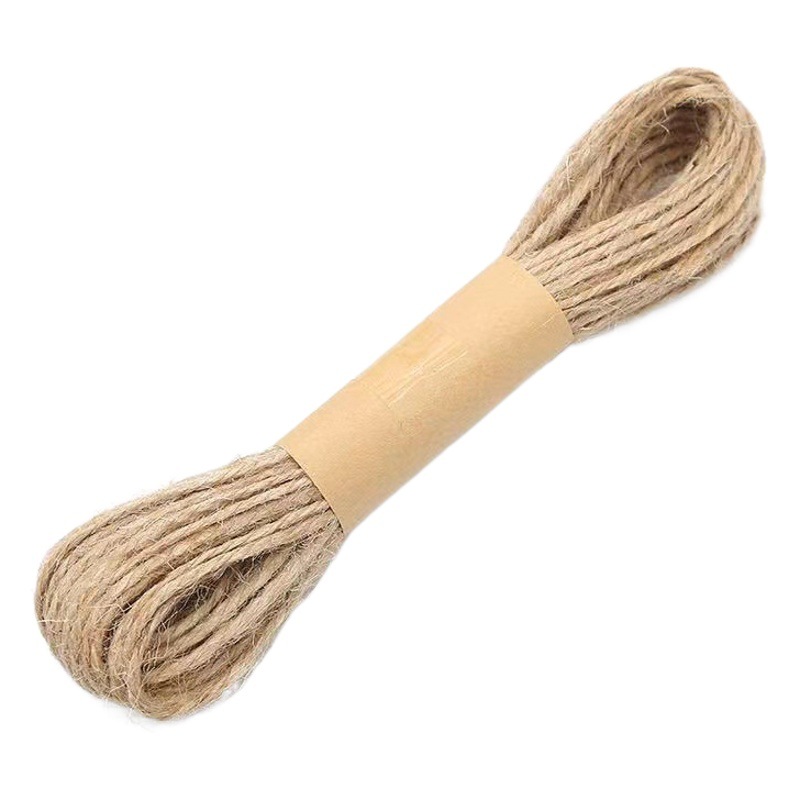 Spot venta caliente paquete pequeño cuerda de yute 2MM paquete de etiqueta cuerda de 10 m decoración navideña cuerda de yute de bricolaje