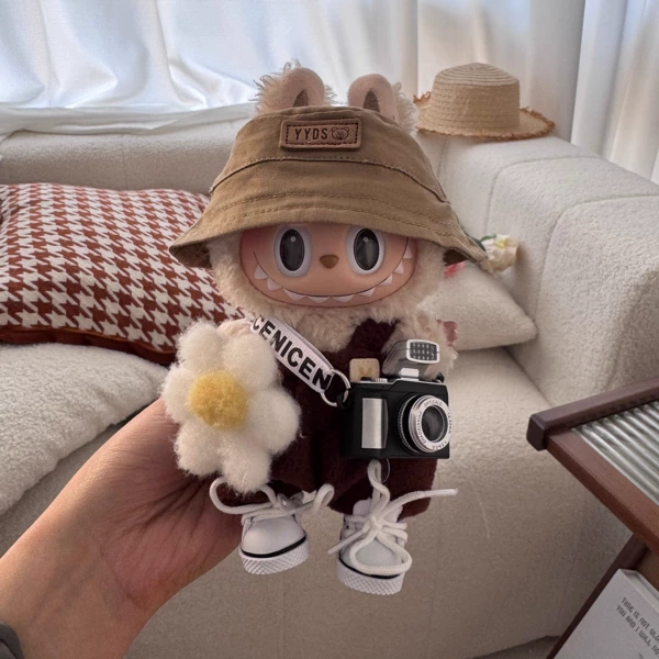 Family portrait (hat + overalls + shoes + camera + flowers]