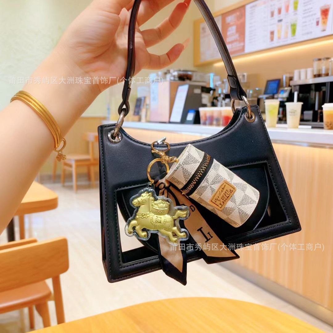 Año del Caballo de oro llavero de automóvil pequeño colgante 999 dinero de inmediato bolso llavero personalizado pequeño regalo