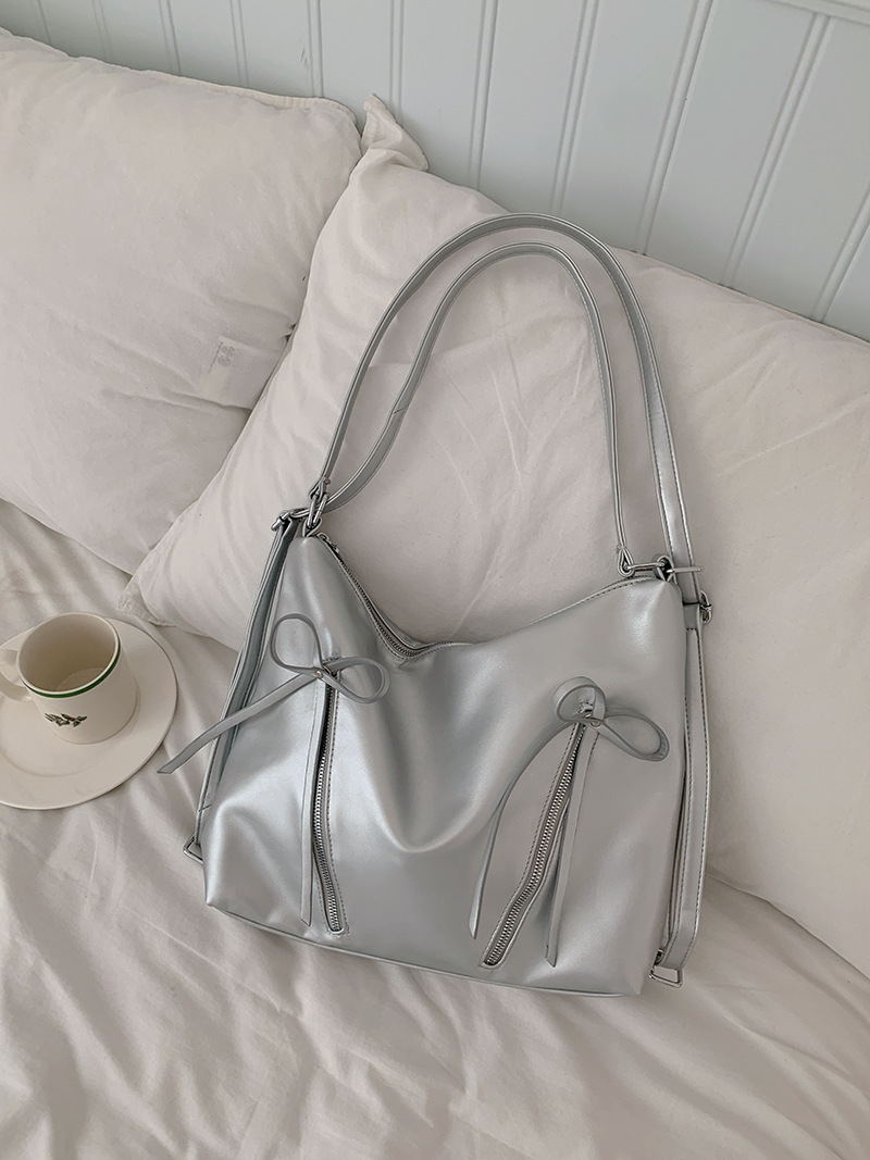 Ruksak u obliku mašne za žene 2024., nova trendi korejska platnena torba, ležerna, velikog kapaciteta, s jednim ramenom i leđima_voghion.com