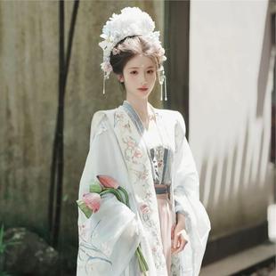 Original Hanfu by Doukou Qinghe Yi Qingpingle 2024 New Style Ancient Costume Heavy Embroidery Autumn/Winter Long Sleeve Song Dynasty Hairpin with Flowers
