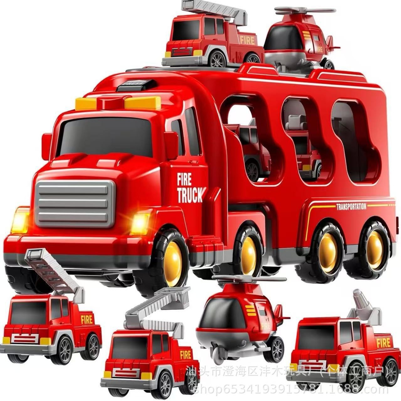 Cross-Border Police Car Light Music Transport Vehicle Inertia Fire Truck Container Engineering Vehicle Children's Toys Amazon
