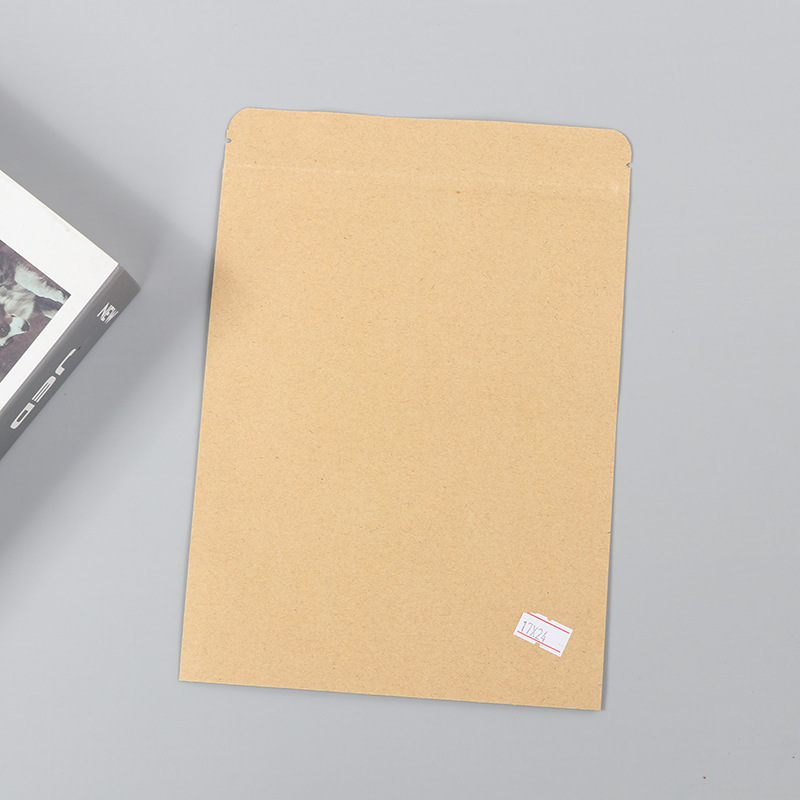 Spot bolsa de papel kraft con ventana transparente bolsa de embalaje de alimentos autosellada autoportante bolsa de té sellada de ocho lados fácil de rasgar