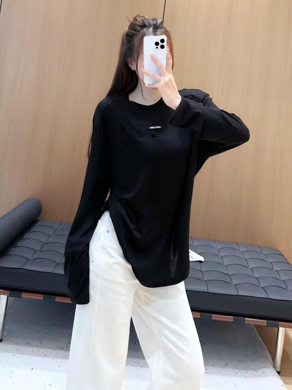 潮流圆领正肩修身t恤秋冬季羊毛保暖长袖上衣南油女时尚打底衫|undefined
