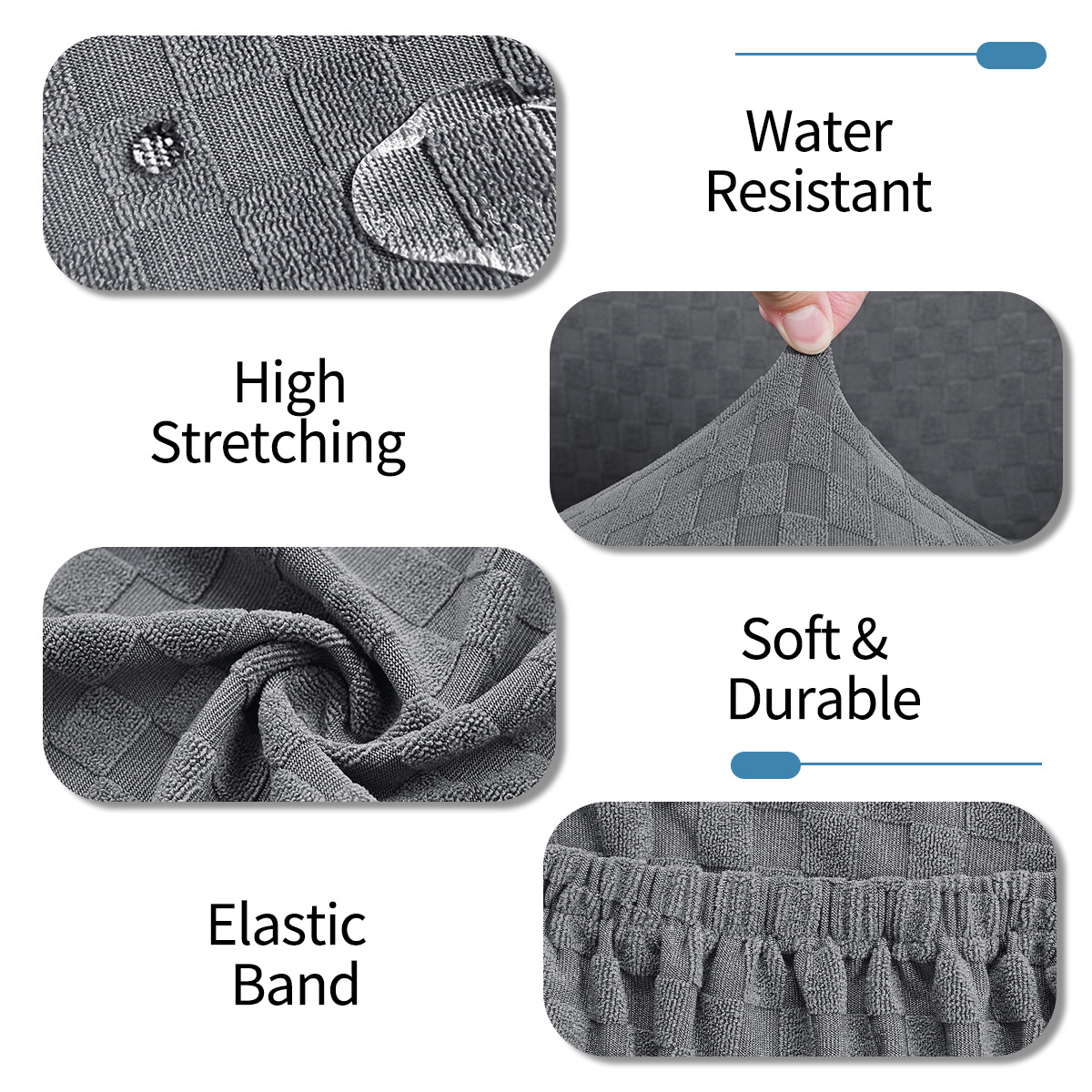 Nuevo estilo transfronterizo jacquard impermeable pequeño cuadrado nueva funda de silla curva estilo europeo elástica alta reposabrazos funda de silla de comedor anti-agarre de gato
