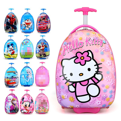 君旭批發兒童拉杆箱蛋殼16寸卡通圖案旅行箱禮品學生行李箱定logo