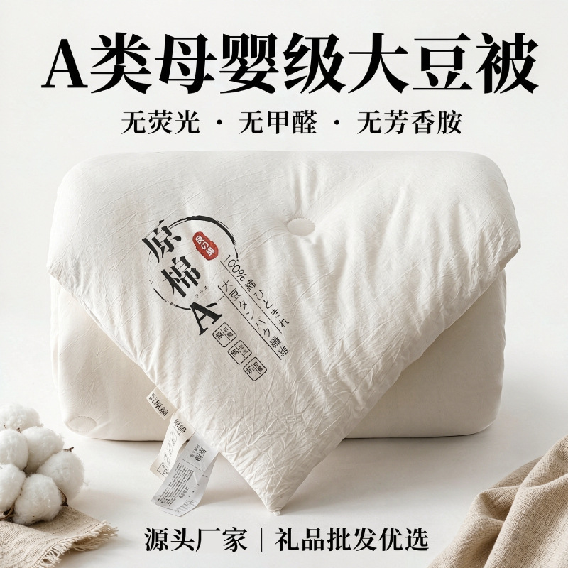 A类原棉大豆纤维被春秋被宿舍单双人被子活动礼品被保暖加厚冬被