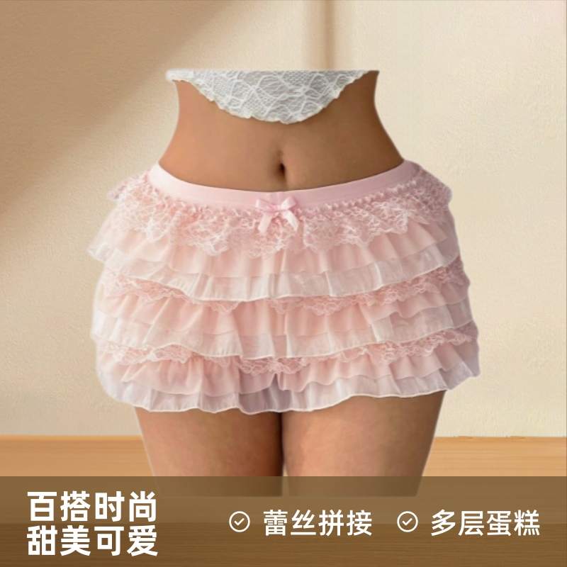 2025 유럽 및 미국 신상 핫한 멀티 레이어드 레이스 케이크 스커트 팬츠, 레이스 레이어드 휴가용 비치 레이스 반바지