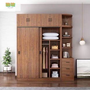 Multi-layer Large Wardrobe Wardrobe Household Bedroom Chinese-style sliding door Children's Wardrobe Rental Room Economical Simple Cabinet