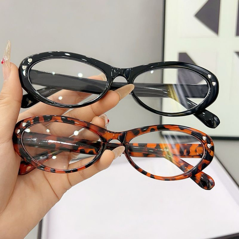 New Retro Oval Sweet Cool Girl Millennium Frames Can Be Equipped with Prescription Anti-Blue Light Glasses Plain Mirror Cat Type