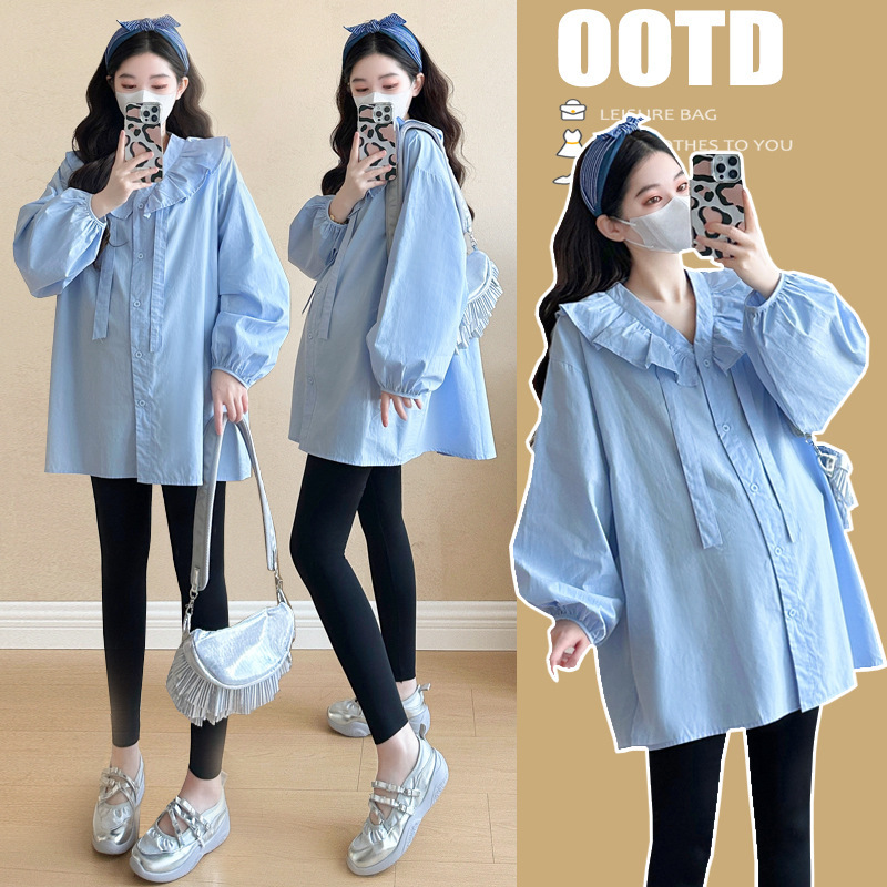 2026 Quality Maternity Wear Spring New Style Long-Sleeve Mid-Length Maternity Shirt Doll Shirt Fashion Trendy Mom 2026 Quality Maternity Wear Spring New Style Long-Sleeve Mid-Length Maternity Shirt Doll Shirt Fashion Trendy Mom