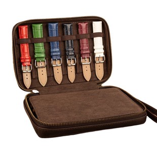 European and American Two-layer Cowhide Men's Watch Strap Storage Box Going Out Leather Large Capacity Multi-card Watch Bag