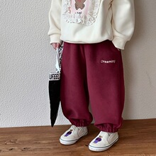 女童加绒裤子秋冬季宝宝运动裤外穿儿童冬装加厚一体绒保暖休闲裤