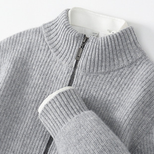 Autumn and winter New 100% pure woolen sweater men's round neck cardigan loose thickened sweater business casual cashmere sweater