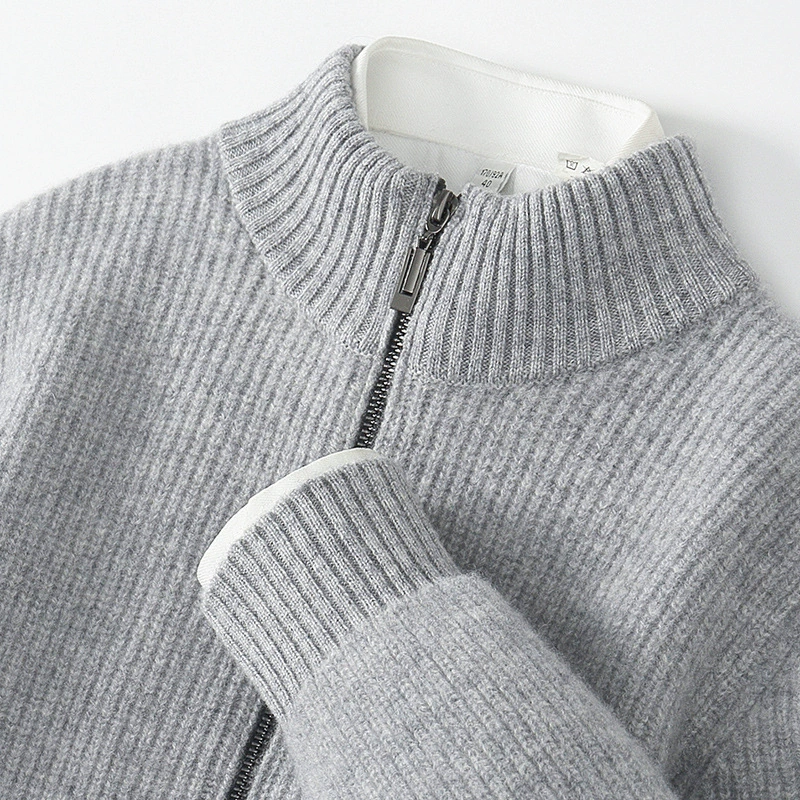 Новый осенне-зимний свитер из 100% чистой шерсти, мужской кардиган с круглым вырезом, свободный утолщенный свитер, деловой Повседневный кашемировый свитер