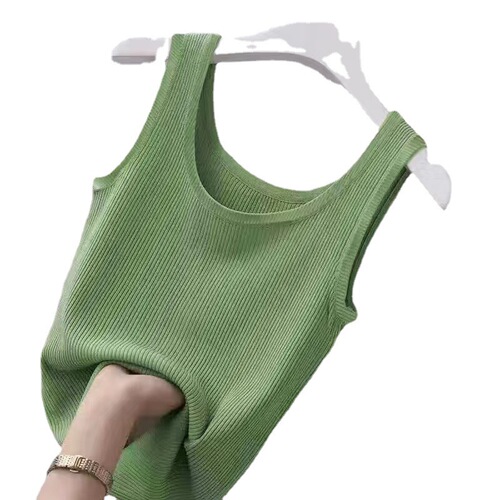 Ice silk ribbed strap vest women's summer  new outerwear sleeveless thin inner t-shirt casual undershirt 
