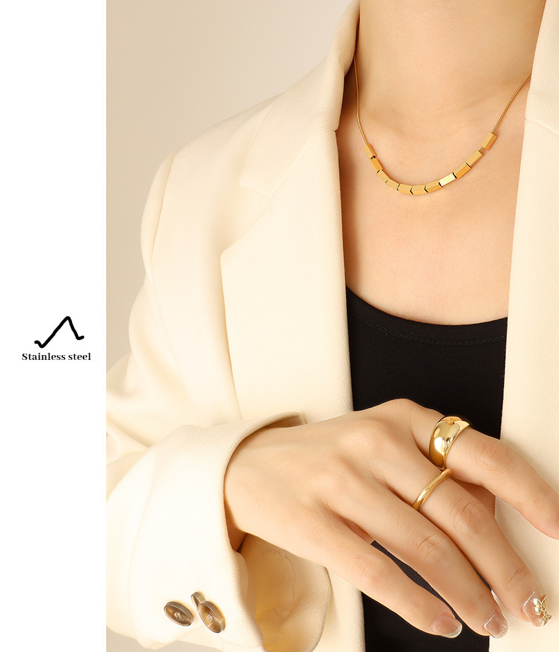 Simple Style Rectangle Titanium Steel Necklace Plating Stainless Steel Necklaces