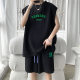 Teenager Sports Suit Men's 2024 Summer Brown Vest Shorts with Handsome Casual Sleeveless Top Men