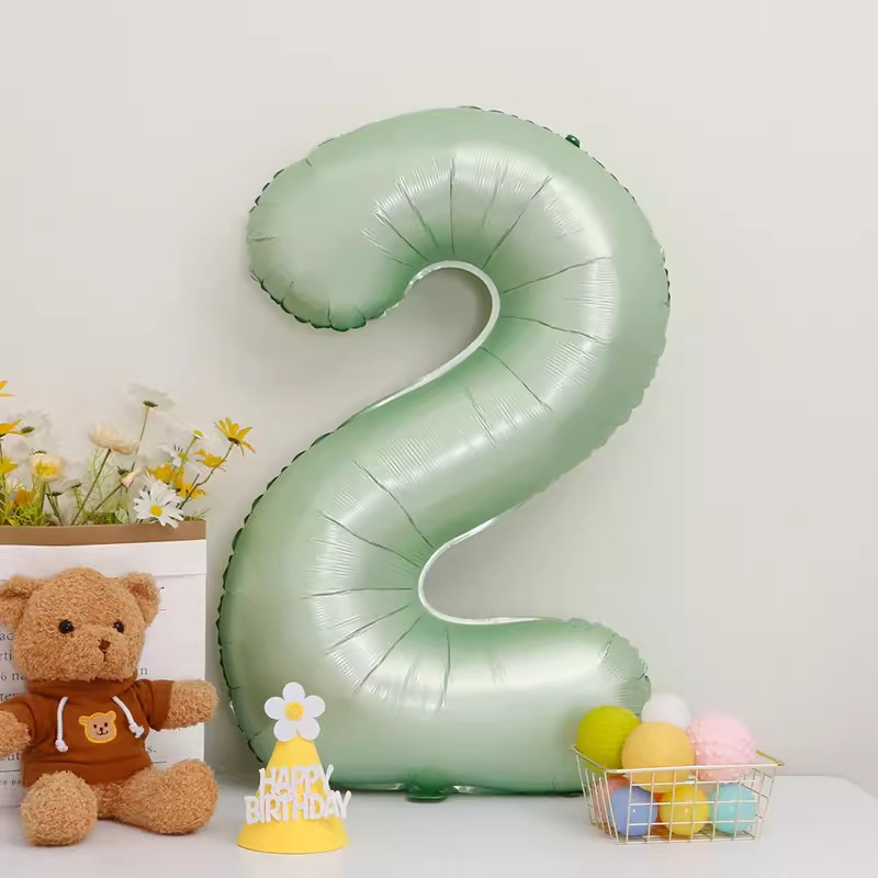 40inch アルミフィルムデジタルバルーン ベビーブルーピンク 女の子の誕生日シーンの装飾 ベビー123歳の誕生日の装飾|undefined