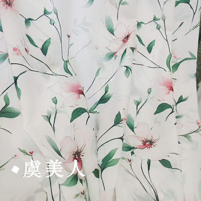Explosions digital printing poppy window screen transparent opaque milk silk French retro balcony living room cross-border