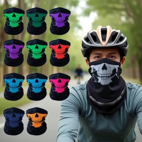 Seamless Multifunctional Magic Headscarf Cycling Face Mask Warm Scarf Halloween Prop Skeleton Head Versatile Scarf