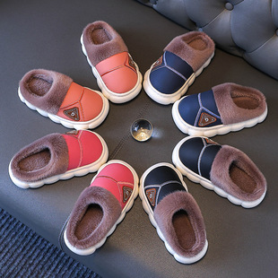 Parent-child children's slippers winter cartoon warm fleece-lined thick waterproof non-slip men's and women's baby cotton shoes wholesale