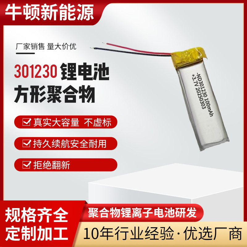 Factory Sales of Rechargeable Lithium Batteries 301230 Polymer Lithium Batteries 4.2V Square Lithium Batteries with Long Battery Life