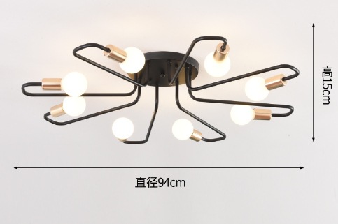 Lámpara de techo de dormitorio nórdica moderna y minimalista lámpara de sala de estar creativa araña de hierro forjado rama de lámpara al por mayor