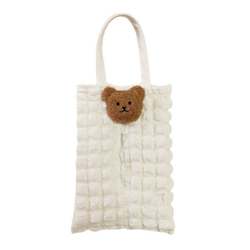 Korean-style cute bear tissue box cover for car seat backs, suitable for babies and children