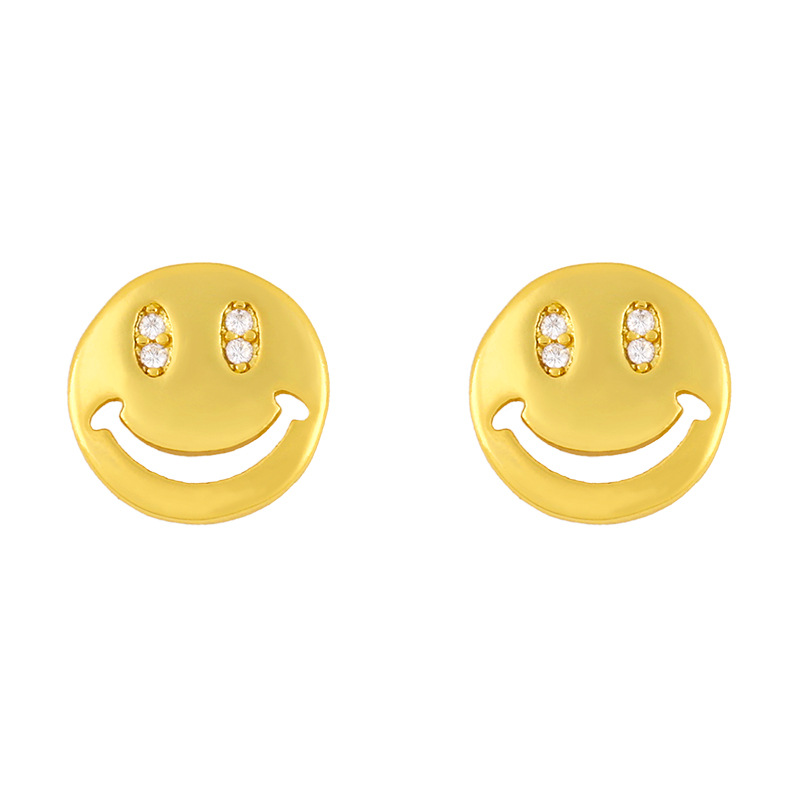 Korean Simple Short Smiley Snake Diamond Earrings display picture 5