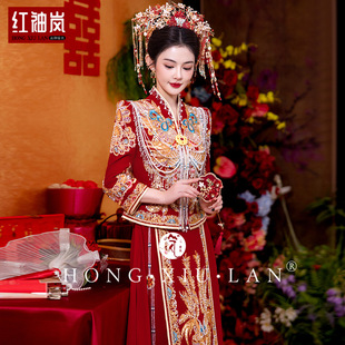 High-End Xiuhe Suit 2025 New Velvet Chinese Wedding Dress V-Neck Elegant Slimming Toast Dress Spring Wedding Dress