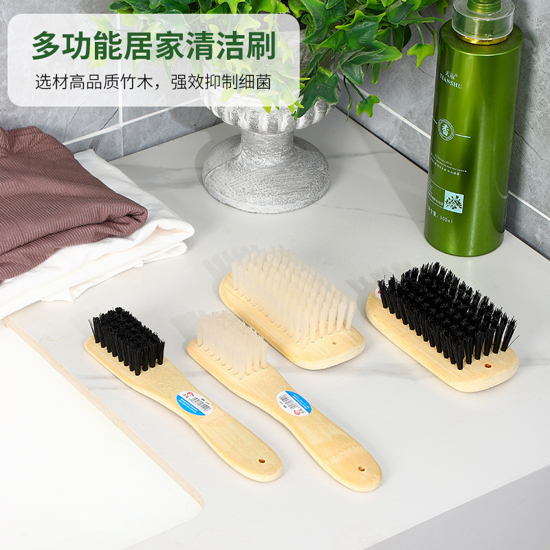 Natural Bamboo Laundry Brush Cleaning Long Brush Square Brush Handmade Bamboo Brush Hard Hair Laundry Brush Household Bristle Brush Board Brush