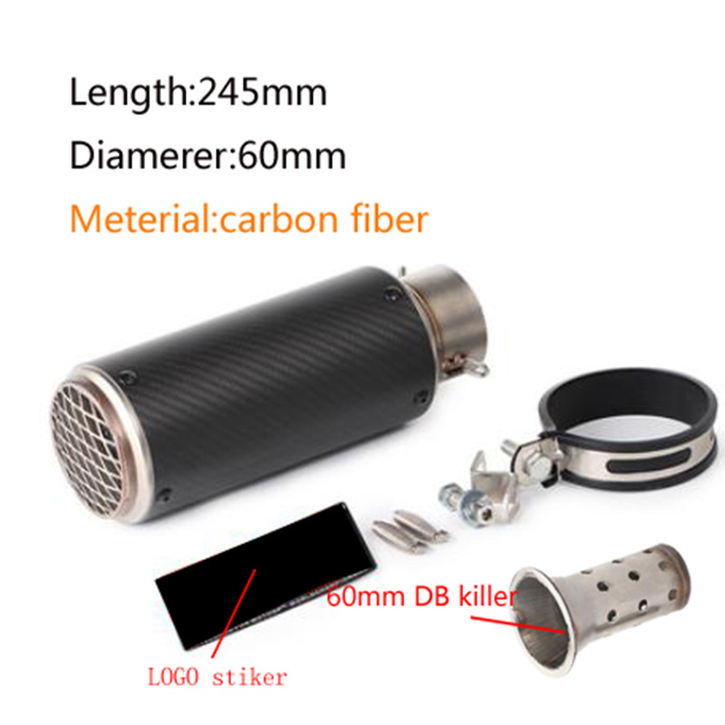 for Yamaha Kawasaki: Honda Exhaust pipe - 30-89-carbon-fiber-with-net-60mm