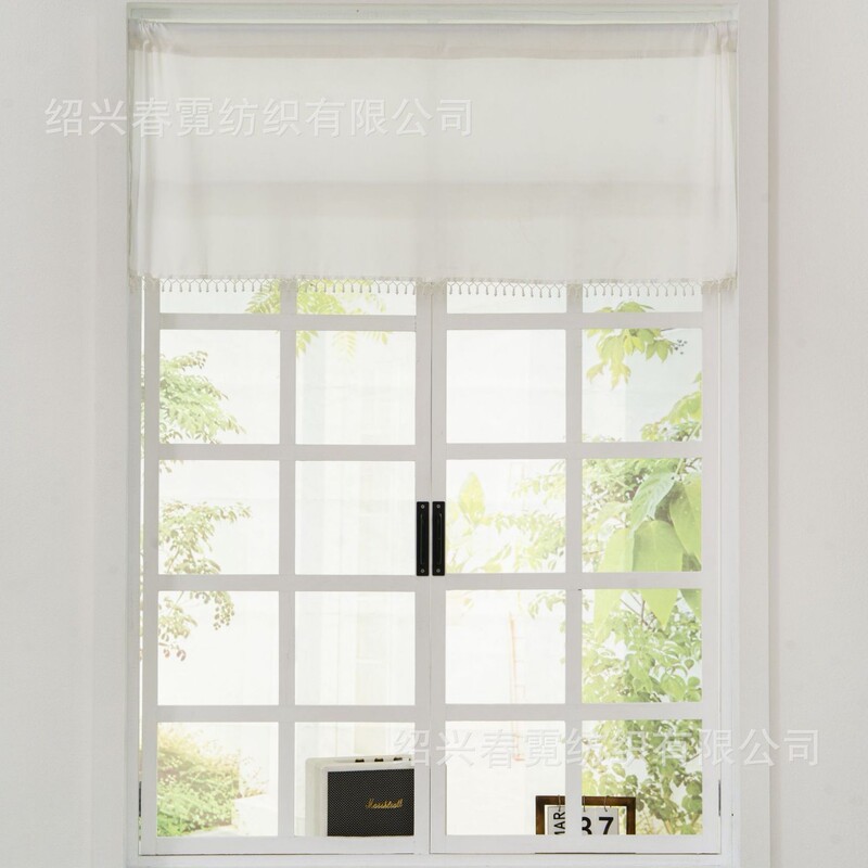 Imitation Silk Pearl-Edged Door Curtain Partition Curtain Short Curtain Fabric Half Curtain Kitchen Cover-Up Mosquito-Proof Pearl-Edged Door Curtain
