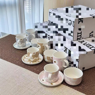 Finnish Floral Ceramic Tableware Four-Piece Mug Hand Cup Coffee Cup Round Plate Tableware Set