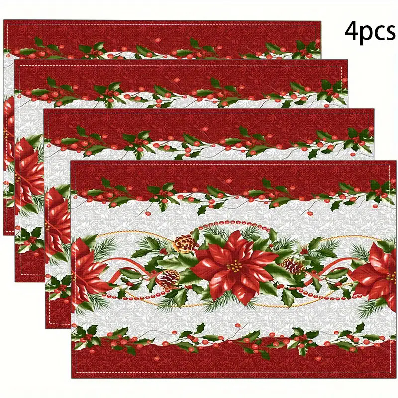 Transfronterizos lino almohadilla de mesa Aliexpress TEMU Amazon almohadilla de mesa cuadrada búfalo rojo almohadilla de Navidad Día de la Independencia