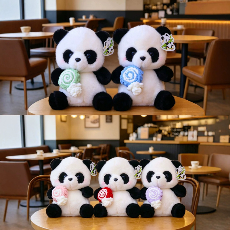 Cute Panda Plush Toy with Egg Rolls, Realistic Giant Panda Doll, Birthday Gift