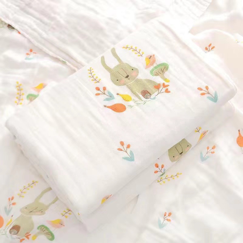 4겹 직선 가장자리 녹색 토끼 스트레치 크기 105*110