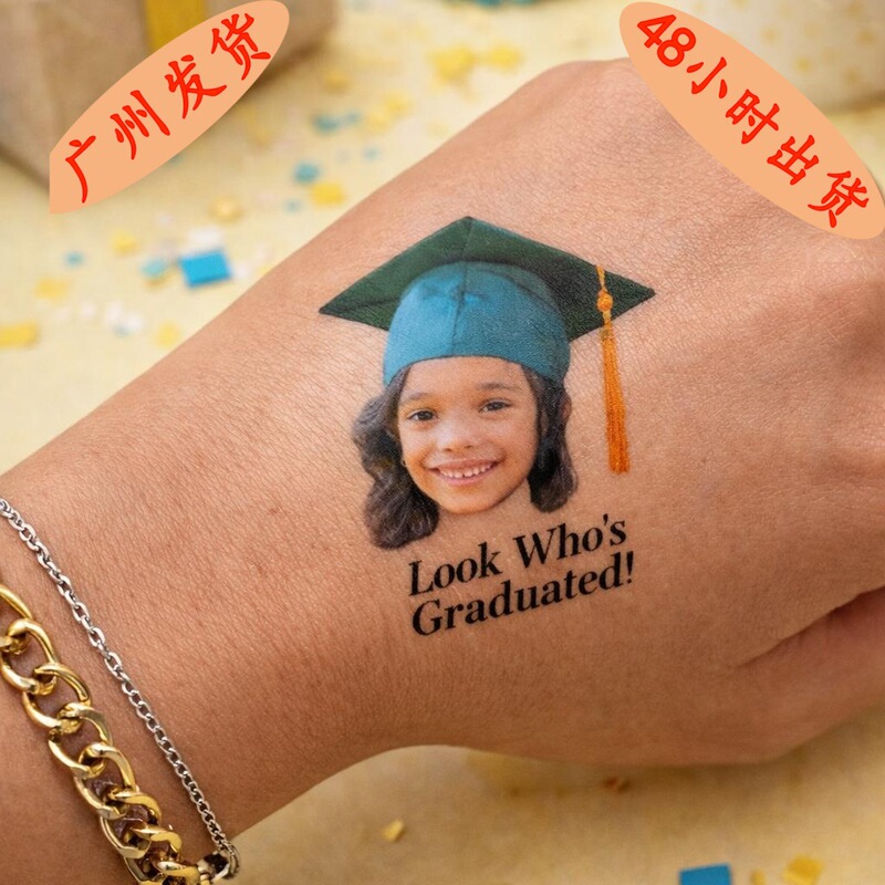Etsy Customized Temporary Tattoo Stickers for Graduation Photos, Waterproof and Long-Lasting, DIY Personalized Text and Images, Face Stickers for Men and Women, Wedding